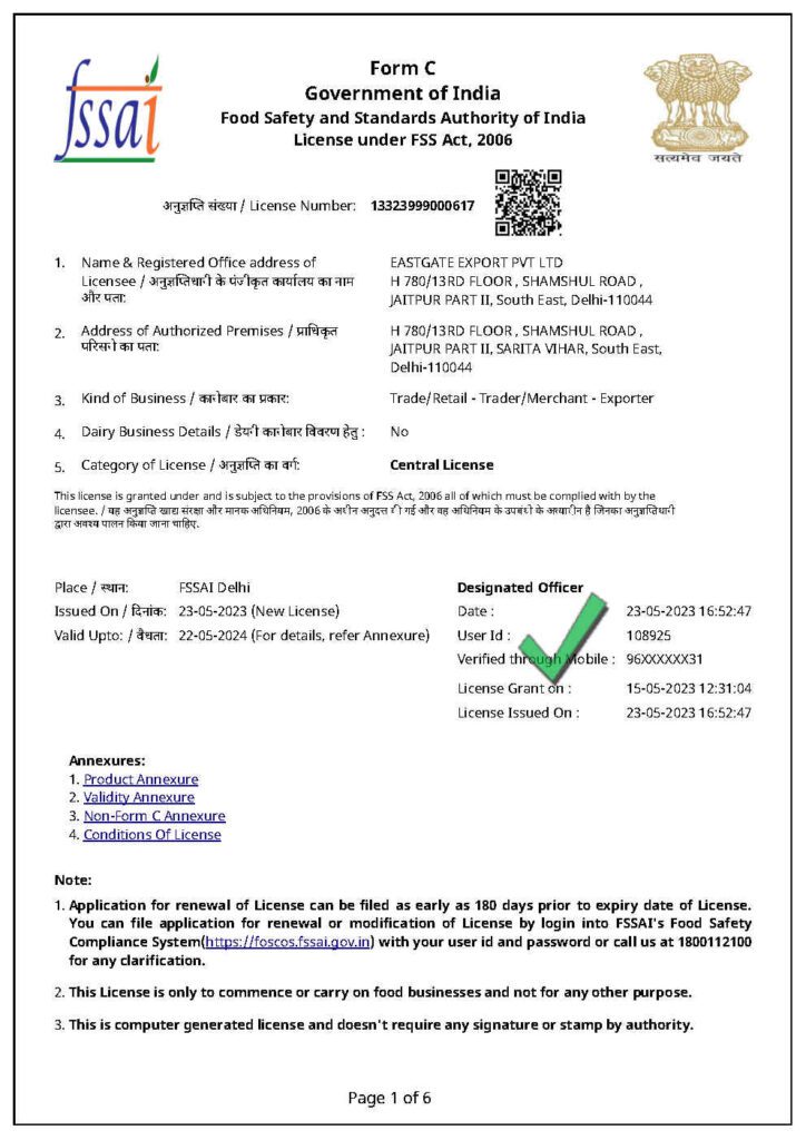 FSSAI license